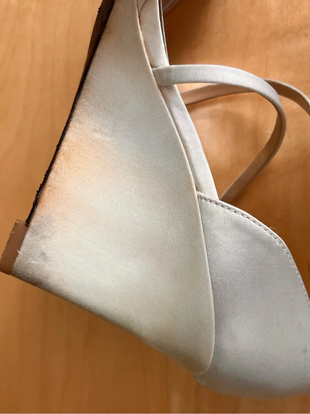 Badgley Mischka White Satin Crystal-Embellished Wedge Sandals